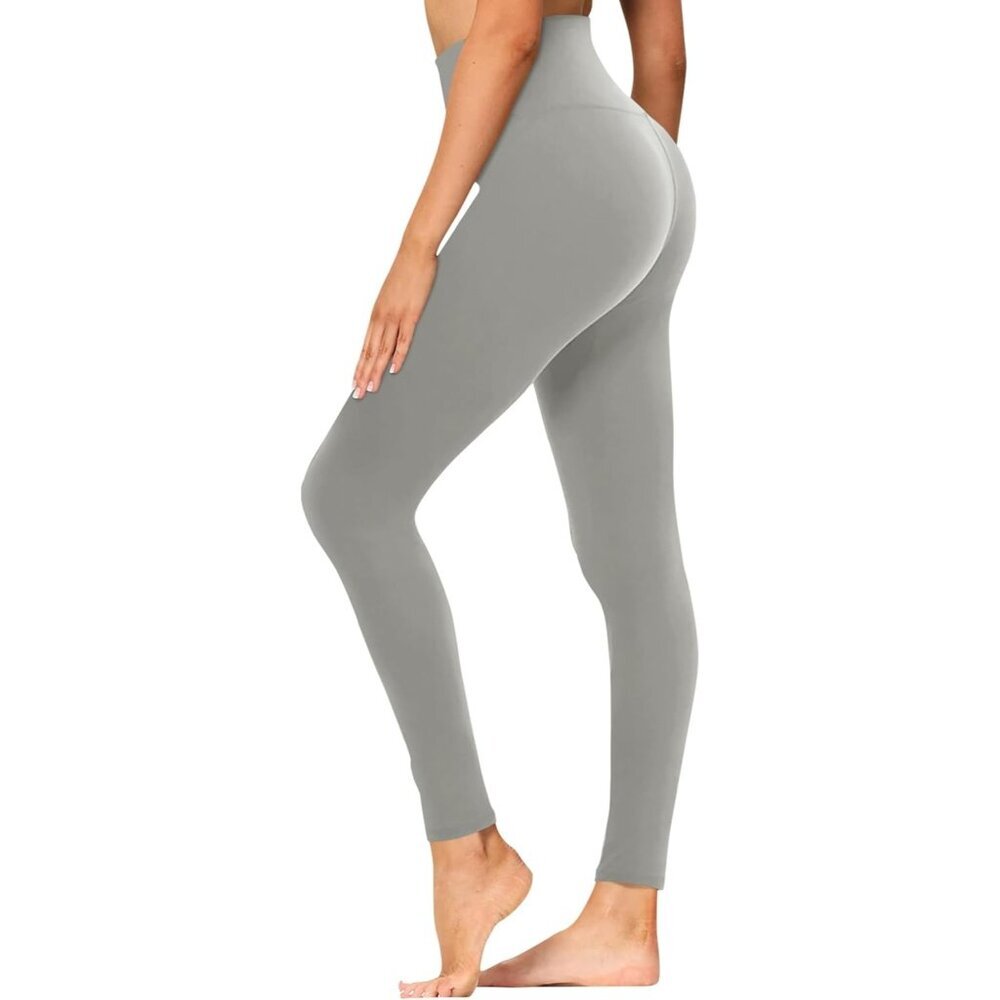 Women's Tea Gray Soft Opaque Slim Tummy Control Printed High Waisted Legging